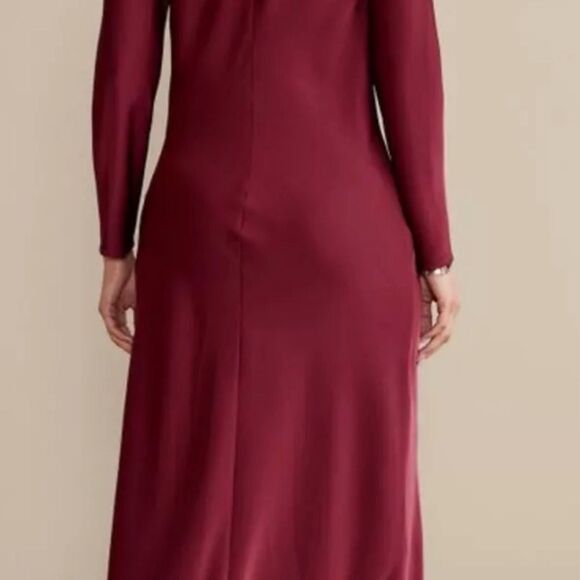 Soft Surroundings Solange Satin Cabernet dress new with tags size 10 cowl neck‎ - Picture 4 of 16